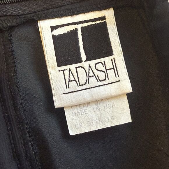 Tadashi Vintage 90s Black Velvet Satin Pleated A-Line Skirt Size 14 Made in USA - Picture 6 of 7